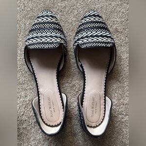 Isaac Mizrahi Black and White Flats with Chevron Pattern Size 10